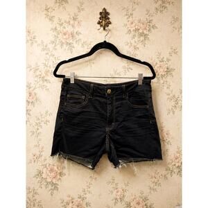 American Eagle Womens Size 12 Denim Shorts Stretch Raw Frayed Hem AEO